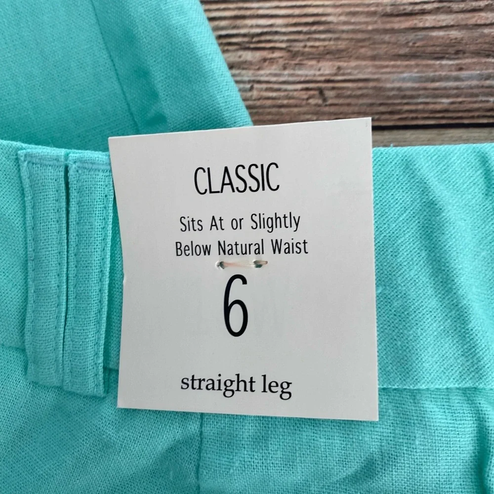 Cato Classic Mint Green Linen Blend Straight Leg Pants Size 6 NEW - Picture 11 of 12